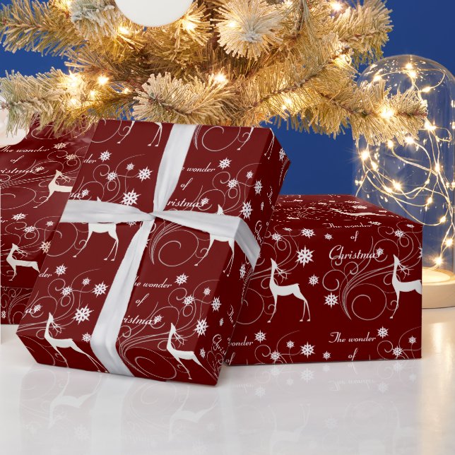 Burgundy julrenar  presentpapper (Helgdagar)