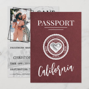 Burgundy Kalifornien Pass Save The Date Spara Datumet