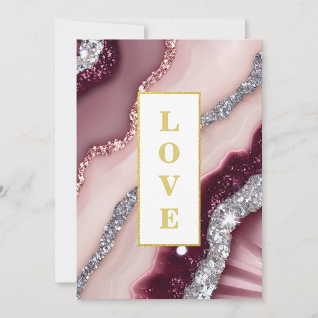 *~ Burgundy KÄRLEK Agate AR66 OSA QR Bröllop Inbjudningar (Framsida)