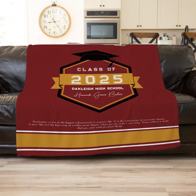 Burgundy | Klass 2025 Studenten Keepsaki Fleecefilt (Skapare uppladdad)