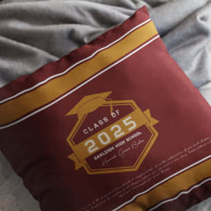 Burgundy Klass 2025 Studenten Keepsaki Kudde