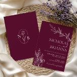 Burgundy Klassisk Minimalistisk Modern Boho Bröllo Inbjudningar<br><div class="desc">Burgundy Klassisk Minimalistisk Modern Boho Bröllopsinbjudan. Monogram på baksidan.</div>