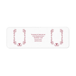 Burgundy Klockor Scrollwork Bröllop Returadress Etikett
