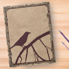 Burgundy-Kråkan - Finare Ram på Antique-bakgrunden Anteckningsblock