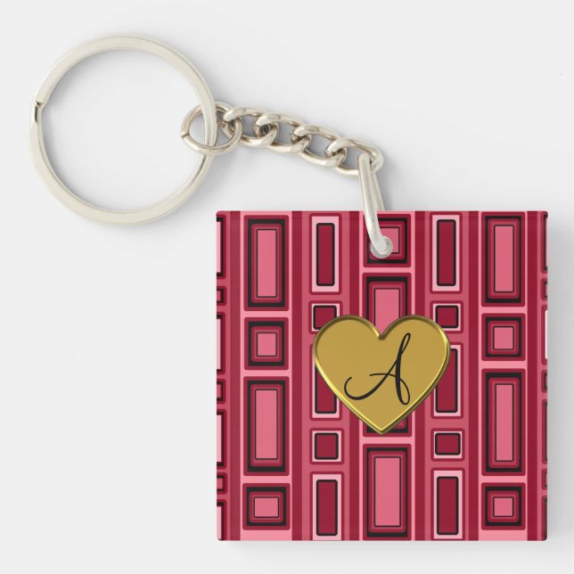 Burgundy kvadrerar rött Retro monogramen (Framsidan)