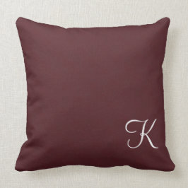 Burgundy läderMonogram Kudde