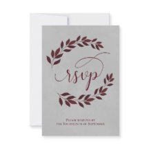 Burgundy Laurel Löv på Grått Elegant bröllop