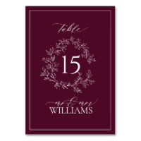 Burgundy Leafy Vapensköld Monogram Blommigt Bröllo