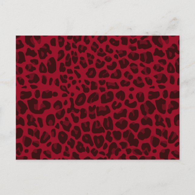 Burgundy leopard print mönster vykort (Framsida)