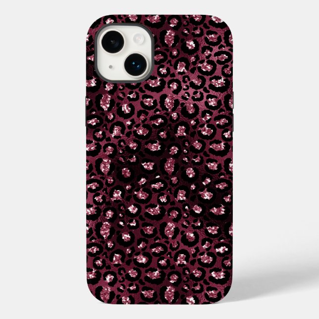 Burgundy Leopard Skriv ut Glitter (Baksida)