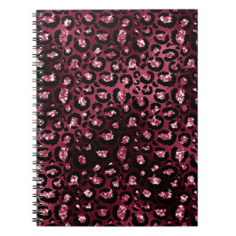Burgundy Leopard Skriv ut Glitter Anteckningsbok