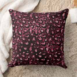 Burgundy Leopard Skriv ut Glitter Kudde