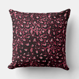 Burgundy Leopard Skriv ut Glitter Kudde