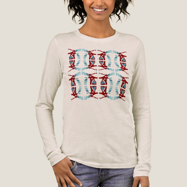 Burgundy Light Blue Lariles Southwest Art T Shirt (Framsida)