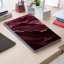 Burgundy Lila Agate Geode Guld Monogram