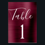 Burgundy Lila Bröllop Metallic Bordsnummer<br><div class="desc">Burgundy Lila - Cranberry Marsala Faux Metallic Foil Metall Script Modern and Elegant Bordsnummer . Bordsnumret kan uppdateras och ändras på det här burgundkortet Höger eller Fallbröllop. Det här Bordsnumret ingår i en matchande bröllop-samling och ytterligare matchande objekt kan begäras genom att kontakta designern.</div>