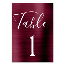 Burgundy Lila Bröllop Metallic Bordsnummer
