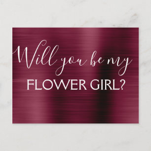 Burgundy Lila Elegant Flower Girl Bröllop Inbjudan Vykort