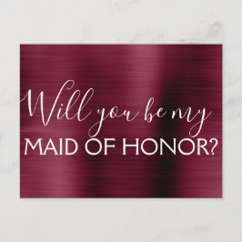 Burgundy Lila Elegant och Modern Maid of honor Inbjudan Vykort