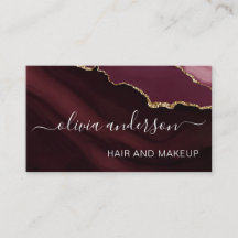 Burgundy Lila Guld Agate Geode Hair Makeup Salon