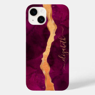 Burgundy lila guld agate marble ro guld namn