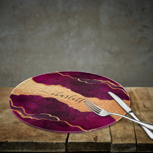 Burgundy lila guld agate marble ro guld namn