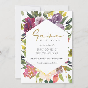 BURGUNDY LILA ROSA LIME GRÖN BLOMSTER SPARA DATUMET