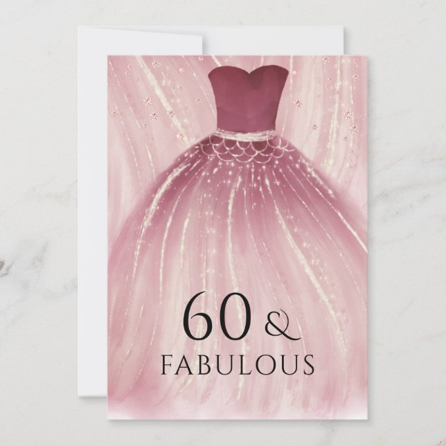 Burgundy Lila Sjöjungfru Dress 60:e Födelsedagsfes Inbjudningar (Framsida)