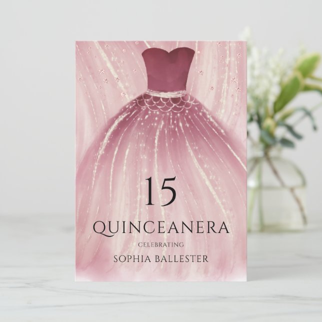 Burgundy Lila Sjöjungfru Dress Quinceanera Party Inbjudningar (Stående Fram)