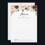Burgundy Lila Vår Blommigt Calligraphy Bröllop Rådkort<br><div class="desc">Det burglösa kalligrafikortet för lila vår blommigt är perfekt för ett modernt bröllop. Den handmålade designen har grönt löv, bländande rosa, , lila, rött, vitt och burgudlande ro, peonier som är snyggt placerade i små söta buketter. De här korten är perfekter för bröllop, möhippa, babydusch, studentfest och mycket mer. Anpassa...</div>