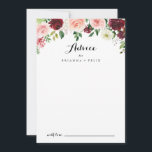 Burgundy Lila Vår Blommigt Calligraphy Bröllop Rådkort<br><div class="desc">Det burglösa kalligrafikortet för lila vår blommigt är perfekt för ett modernt bröllop. Den handmålade designen har grönt löv, bländande rosa, , lila, rött, vitt och burgudlande ro, peonier som är snyggt placerade i små söta buketter. De här korten är perfekter för bröllop, möhippa, babydusch, studentfest och mycket mer. Anpassa...</div>
