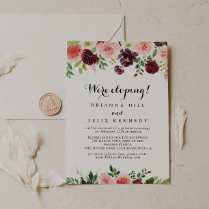Burgundy Lila Vår Blommigt Elopement Recept Inbjudningar