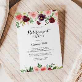 Burgundy Lila Vår Blommigt Pension Party Inbjudningar