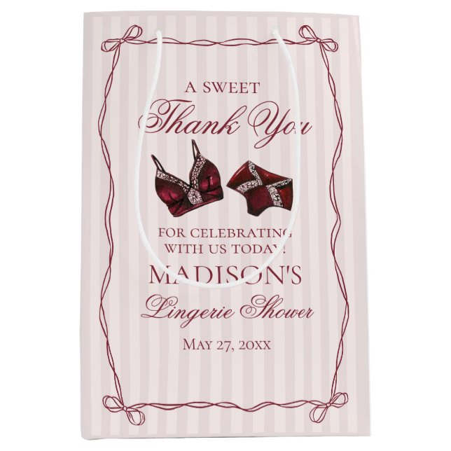 Burgundy Lingeri Dusch Brudtärna Present (Framsidan)