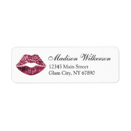 Burgundy Lipstick Makeup Artist Address Label Returadress Etikett