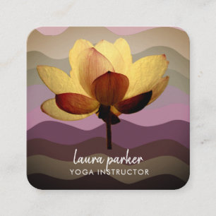 Burgundy Lotus Flower Yoga Instructor Watercolor Fyrkantigt Visitkort