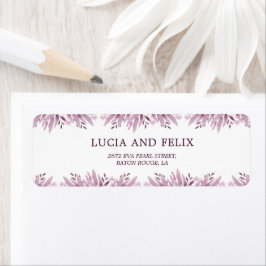 Burgundy Löv Bröllop Returadress Etikett