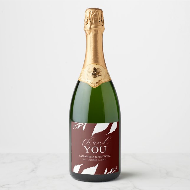 Burgundy Löv Champagne Wedand Stickers (Framsida)