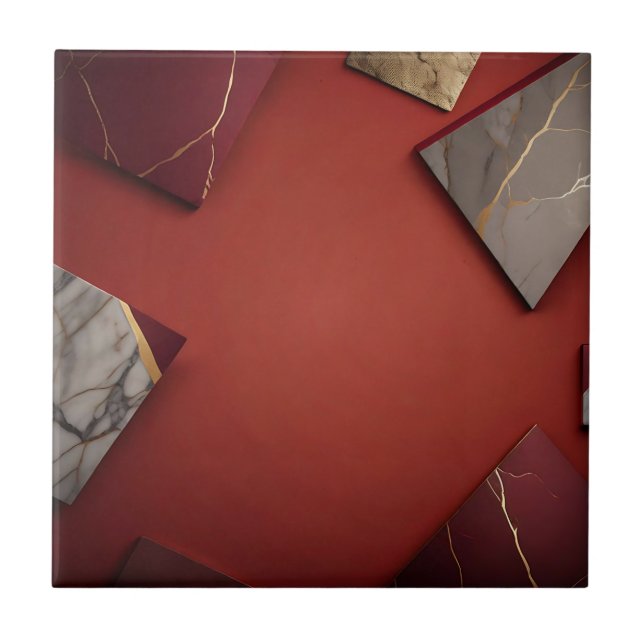 Burgundy Marble med Guld Kakelplatta (Framsidan)