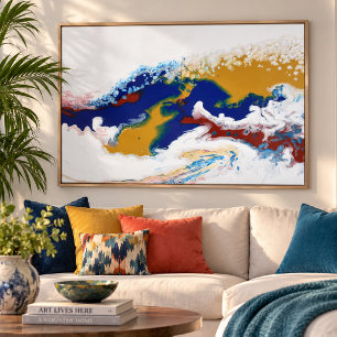 Burgundy Marin Fluid Marmor Akryl Konst Abstrakt Poster
