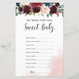 Burgundy marinens blommigt önskemål för baby-match