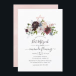 Burgundy, marinflottan och  Bat mitzvah Inbjudningar<br><div class="desc">Trendig border - marsala och marinblå bat mitzvah inbjudan med accents of  rosa and elegant handwrite typography.</div>