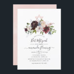 Burgundy, marinflottan och  Bat mitzvah Inbjudningar<br><div class="desc">Trendig border - marsala och marinblå bat mitzvah inbjudan med accents of  rosa and elegant handwrite typography.</div>