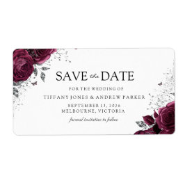 Burgundy Maroon Blommigt Return-adressetikett Fraktsedel
