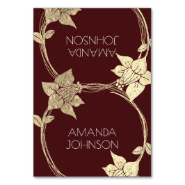 Burgundy Maroon Champaign Guld Blommigt Wandex Lux Bordsnummer