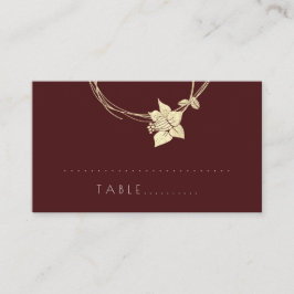 Burgundy Maroon Flower Guld botaniskt Bord-kort 1 Placeringskort