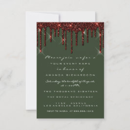 Burgundy Maroon Glitter Drips Möhippa Woodland Inbjudningar