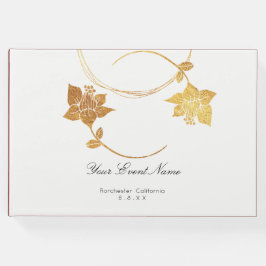 Burgundy Maroon Guld Blommigt Bröllop White Gästböcker