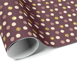 Burgundy Maroon Guld känslig liten Polka dots Presentpapper