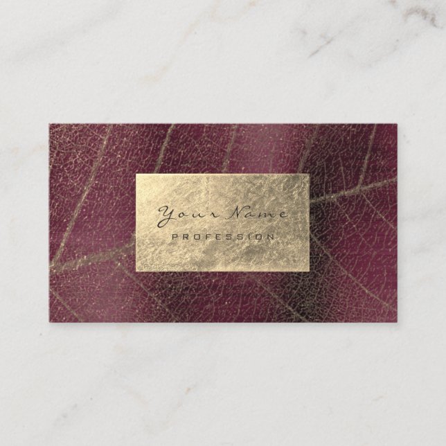 Burgundy Maroon Guld Sapphire Sepia Foil Botanical Visitkort (Framsida)